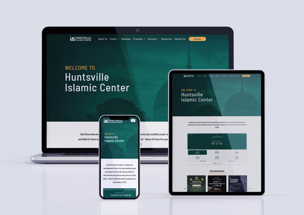 Huntsville Islamic Center website portfolio mockup